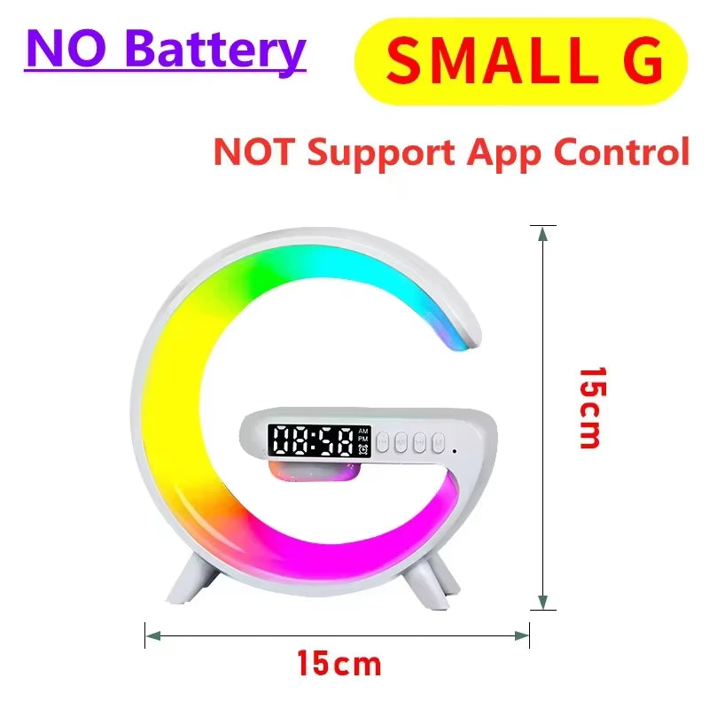 Multifunction Wireless Charger Stand Pad RGB Light Alarm Clock Speaker for Iphone Samsung Xiaomi Mini Fast Charging Dock Station